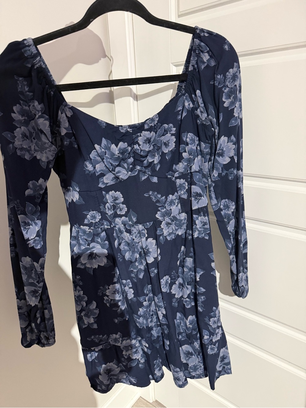 Hollister Navy Floral Long-Sleeve Fit & Flare Dress